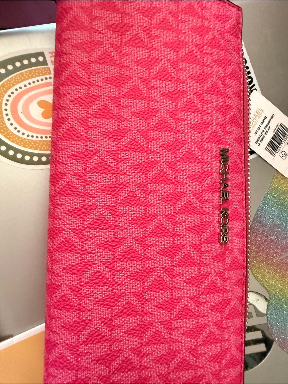 Michael Kors Hot Pink Signature Zip-Around Wallet